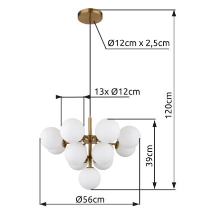 Globo - Luster na lanku 13xG9/5W/230V pr. 56 cm zlatá