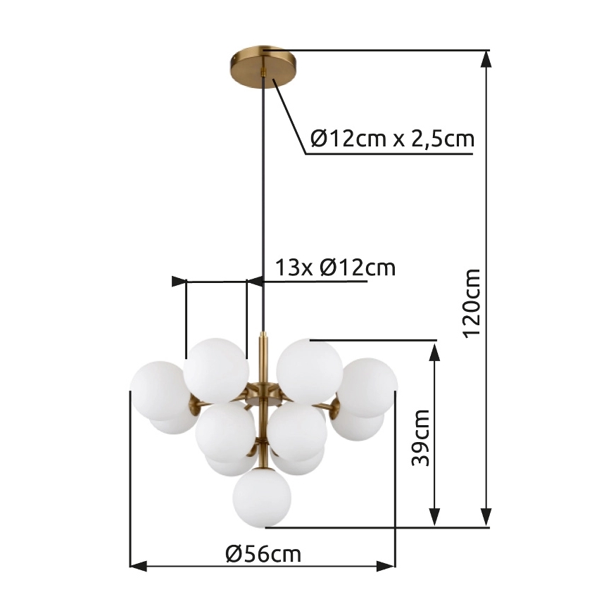 Globo - Luster na lanku 13xG9/5W/230V pr. 56 cm zlatá