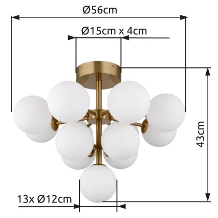 Globo - Prisadený luster 13xG9/5W/230V pr. 56 cm zlatá