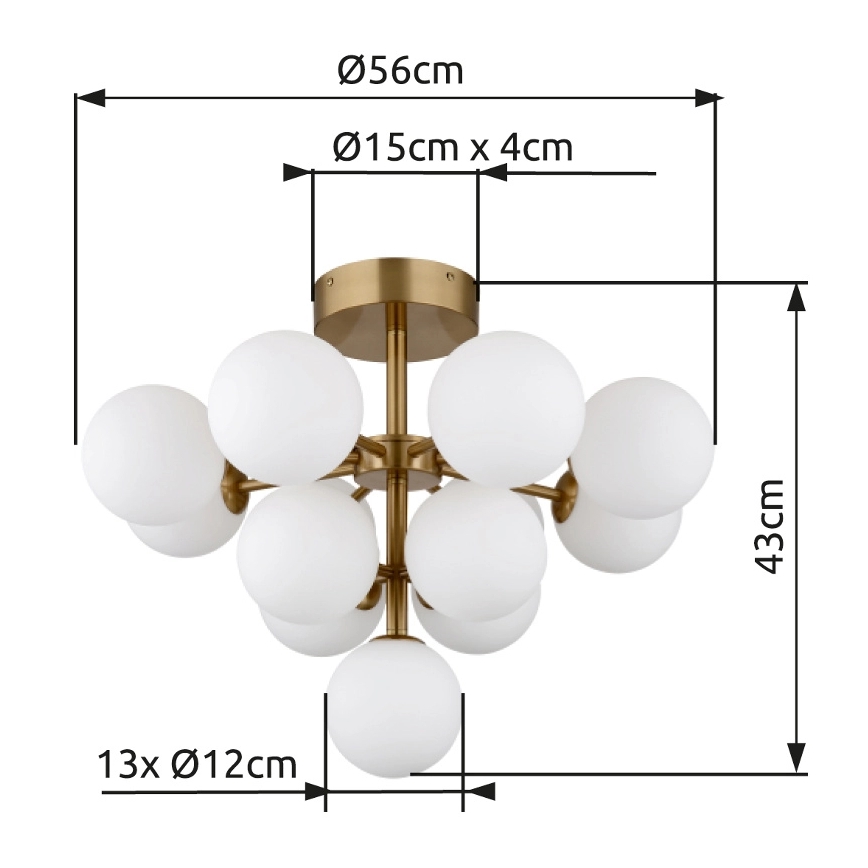 Globo - Prisadený luster 13xG9/5W/230V pr. 56 cm zlatá