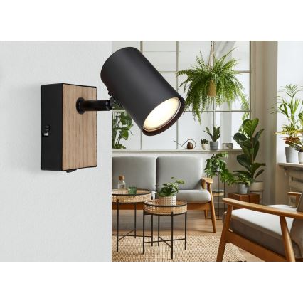 Globo - Nástenné bodové svietidlo 1xGU10/25W/230V čierna/hnedá