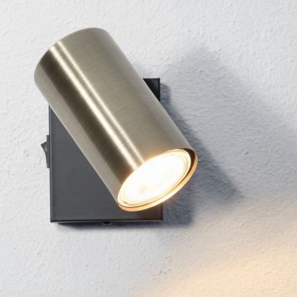 Globo - Nástenné bodové svietidlo 1xGU10/25W/230V čierna/mosadz