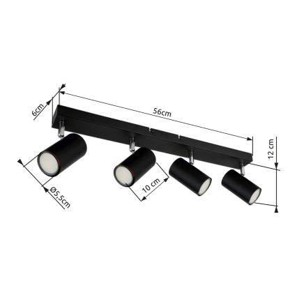 Globo - Bodové svietidlo 4xGU10/35W/230V čierna