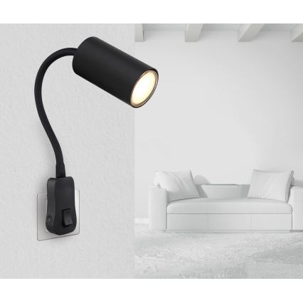 Globo - Nástenné bodové svietidlo do zásuvky 1xGU10/35W/230V čierne