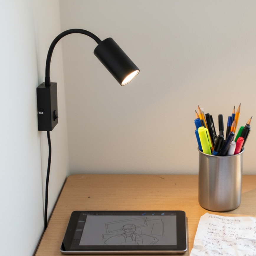 Globo - Flexibilná nástenná lampa 1xGU10/25W/230V čierna