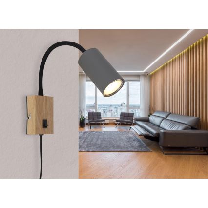 Globo - Flexibilná nástenná lampa 1xGU10/25W/230V šedá/hnedá