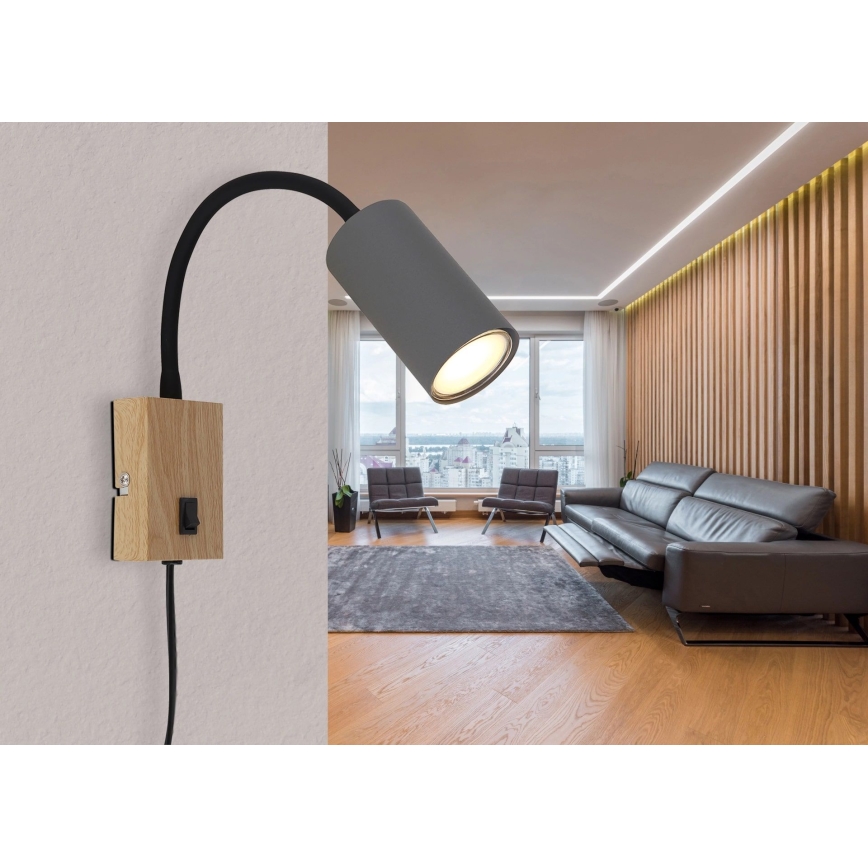 Globo - Flexibilná nástenná lampa 1xGU10/25W/230V šedá/hnedá