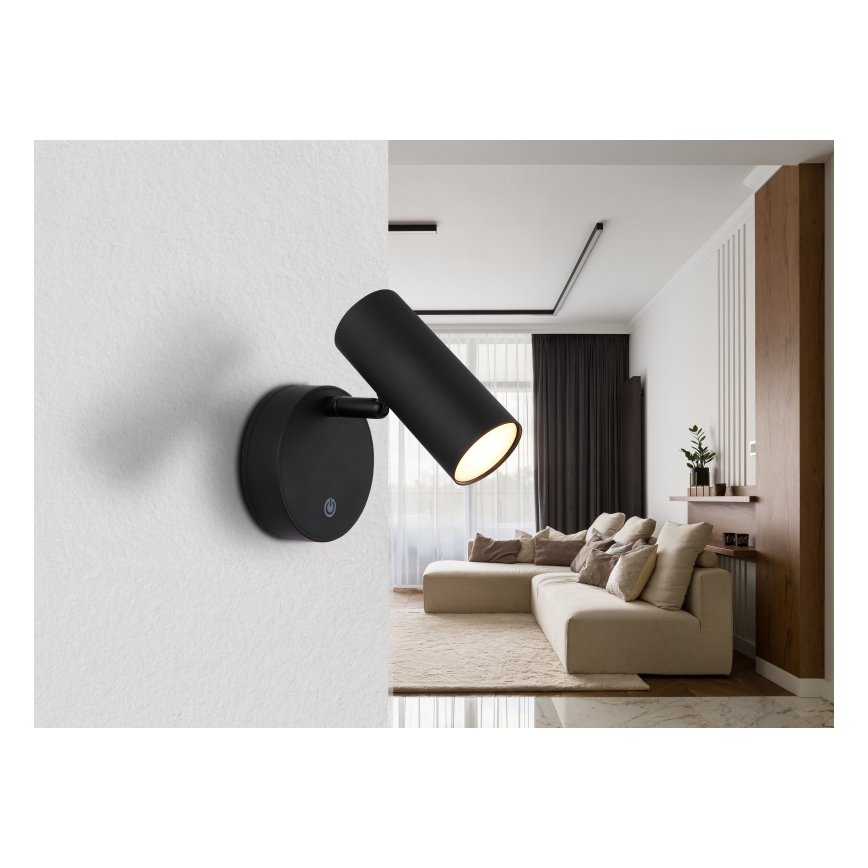 Globo - LED stmievateľné nabíjateľné nástenné bodové svietidlo LED/0,4W/3,7V 1800 mAh čierne
