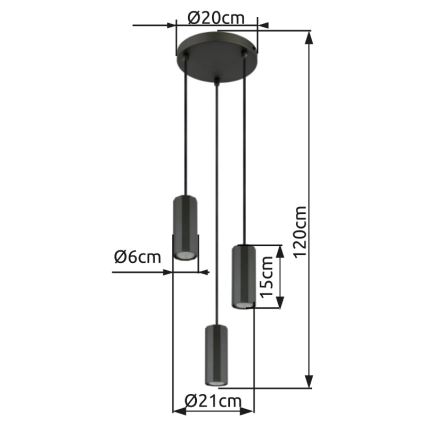 Globo - Luster na lanku 3xGU10/25W/230V čierna