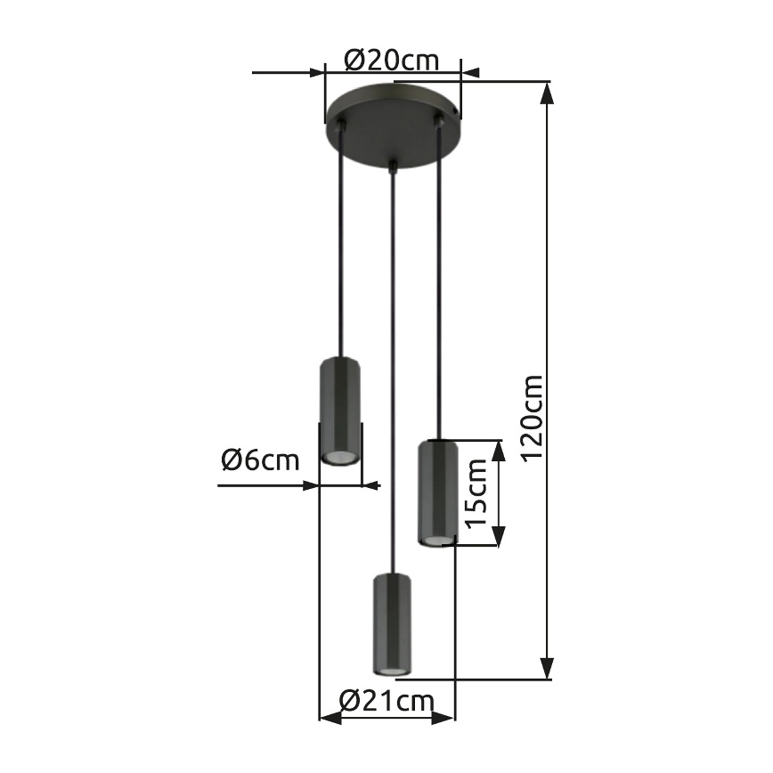 Globo - Luster na lanku 3xGU10/25W/230V čierna
