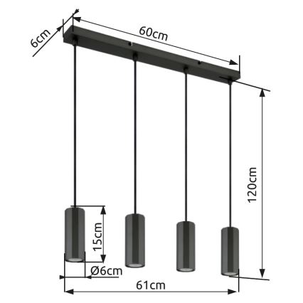Globo - Luster na lanku 4xGU10/25W/230V čierna