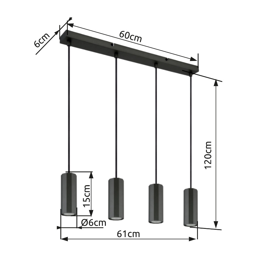 Globo - Luster na lanku 4xGU10/25W/230V čierna