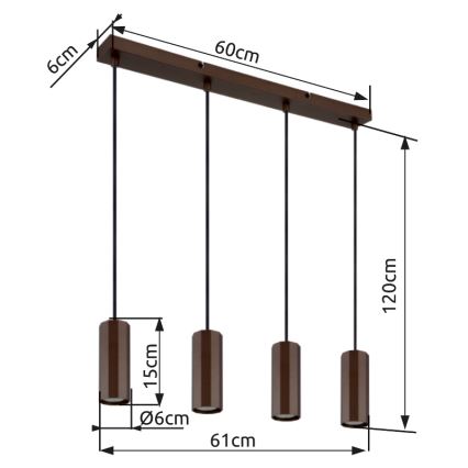 Globo - Luster na lanku 4xGU10/25W/230V hnedá