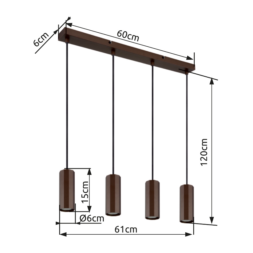 Globo - Luster na lanku 4xGU10/25W/230V hnedá