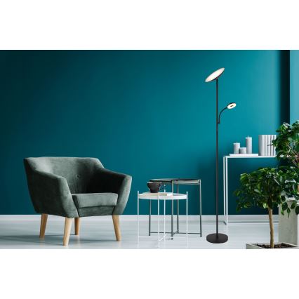 Globo - LED Stmievateľná stojacia lampa LED/20W/230V+ LED/5W 3000/4000/6500K čierna