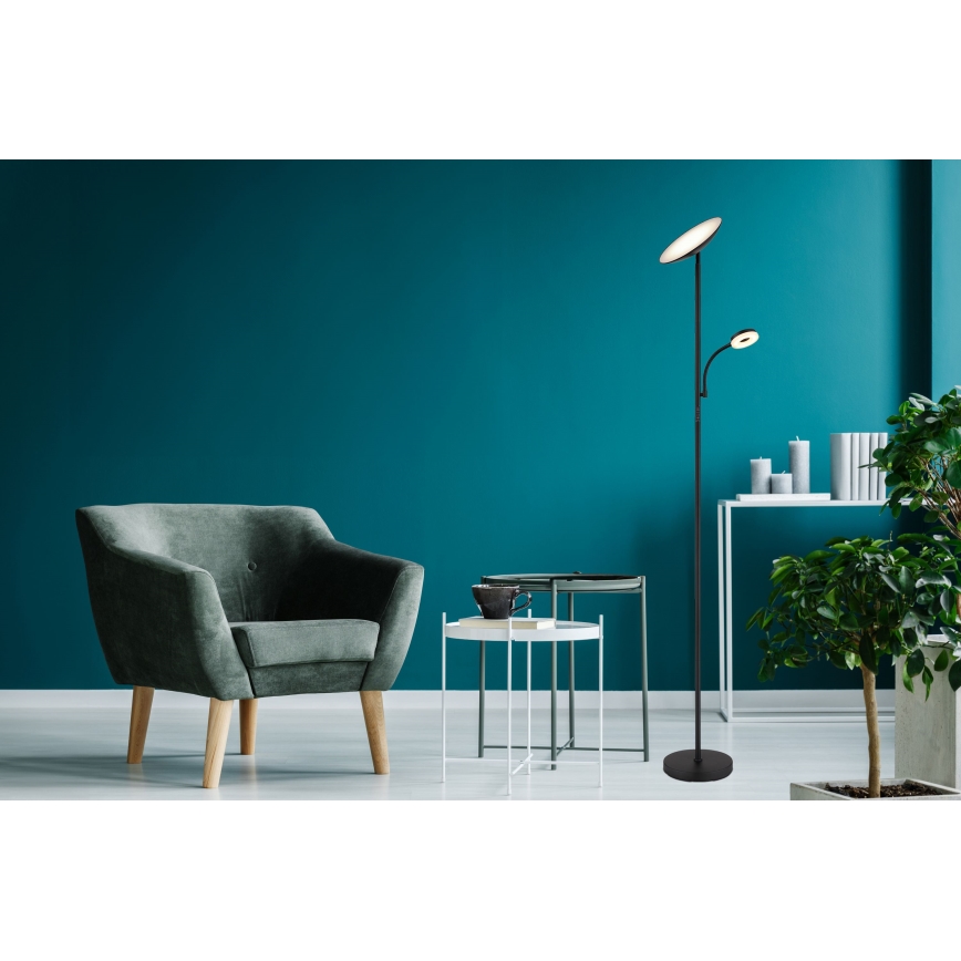 Globo - LED Stmievateľná stojacia lampa LED/20W/230V+ LED/5W 3000/4000/6500K čierna