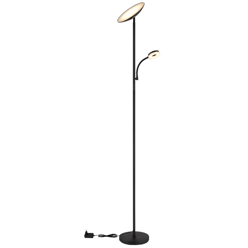 Globo - LED Stmievateľná stojacia lampa LED/20W/230V+ LED/5W 3000/4000/6500K čierna