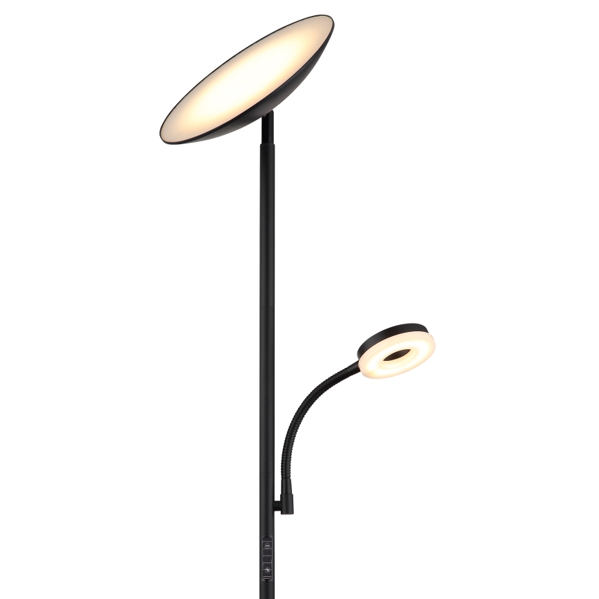Globo - LED Stmievateľná stojacia lampa LED/20W/230V+ LED/5W 3000/4000/6500K čierna