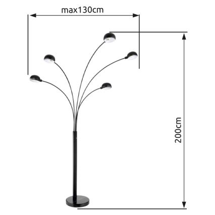 Globo - Stojacia lampa 5xE14/40W/230V čierna