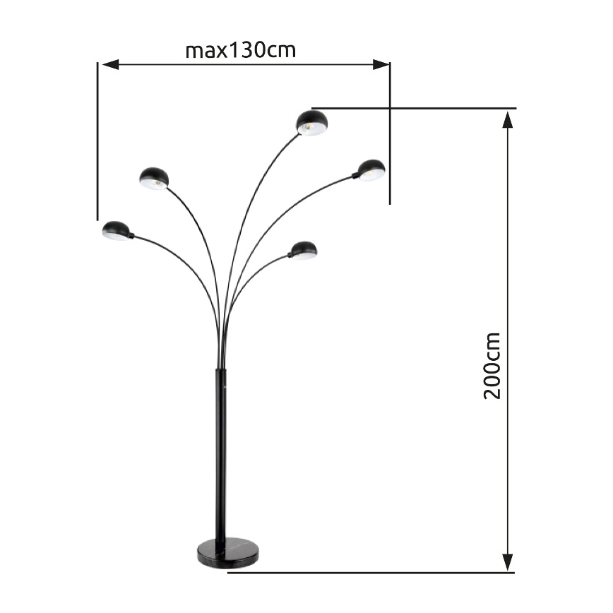 Globo - Stojacia lampa 5xE14/40W/230V čierna