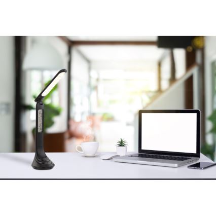 Globo - stmievateľná nabíjacia stolná LED lampa s displejom, 4 W, 230 V, 2200 mAh, čierna