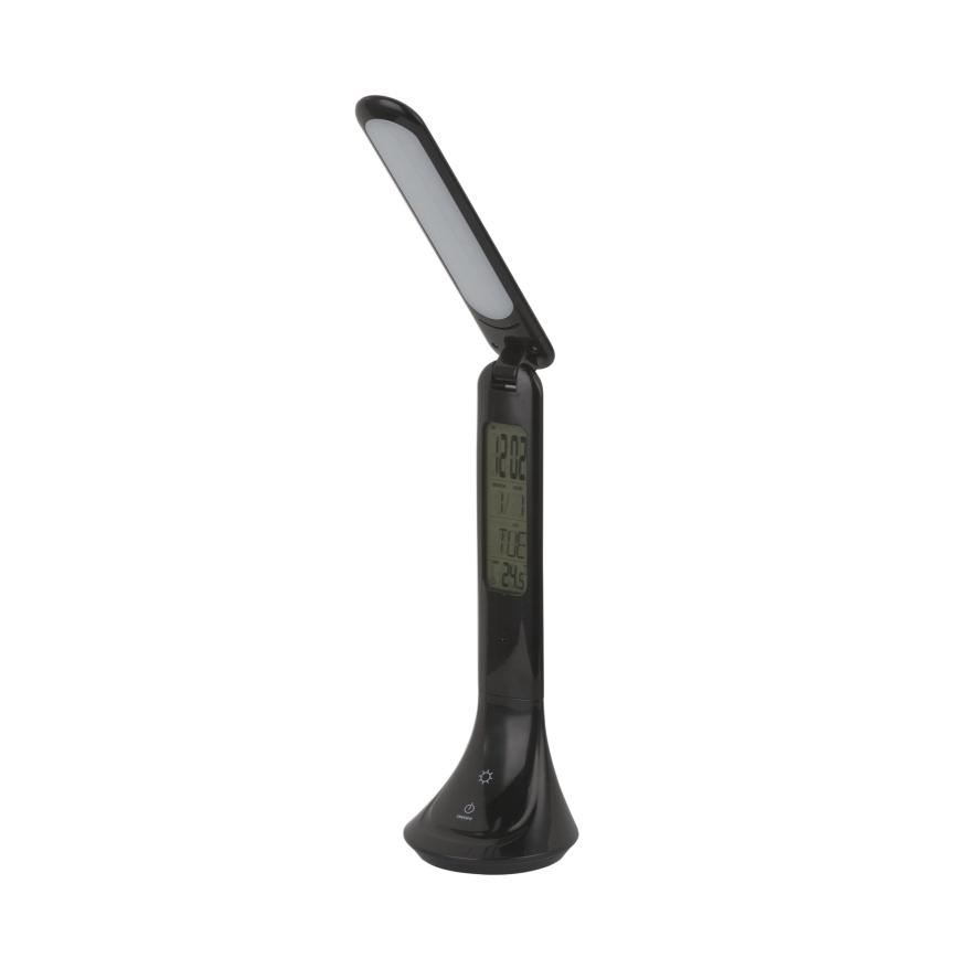 Globo - stmievateľná nabíjacia stolná LED lampa s displejom, 4 W, 230 V, 2200 mAh, čierna