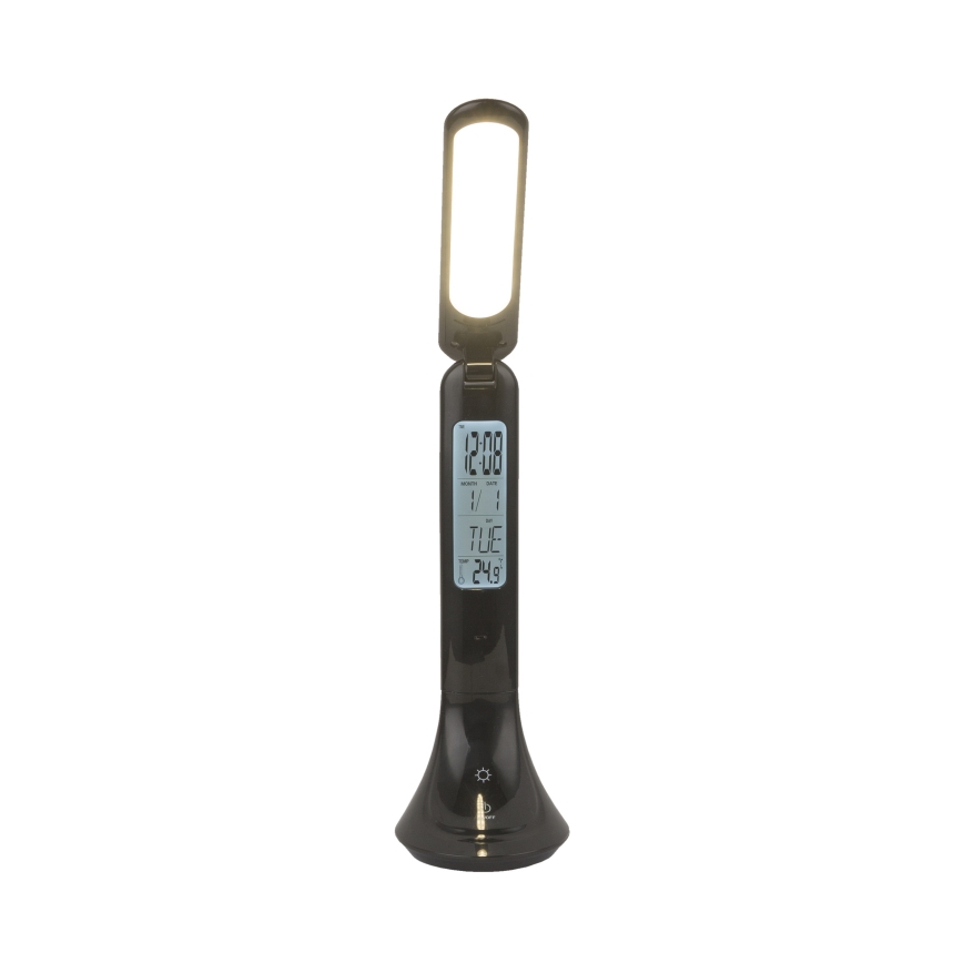 Globo - stmievateľná nabíjacia stolná LED lampa s displejom, 4 W, 230 V, 2200 mAh, čierna