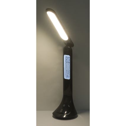 Globo - stmievateľná nabíjacia stolná LED lampa s displejom, 4 W, 230 V, 2200 mAh, čierna