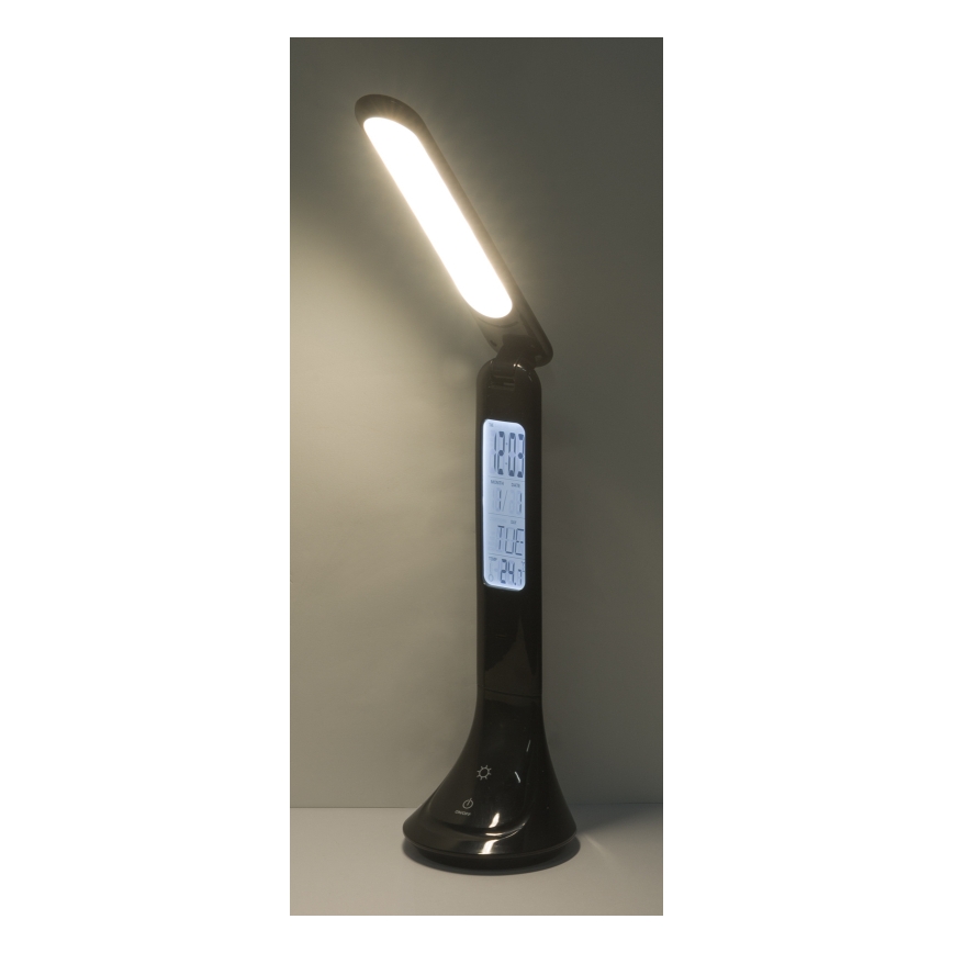 Globo - stmievateľná nabíjacia stolná LED lampa s displejom, 4 W, 230 V, 2200 mAh, čierna