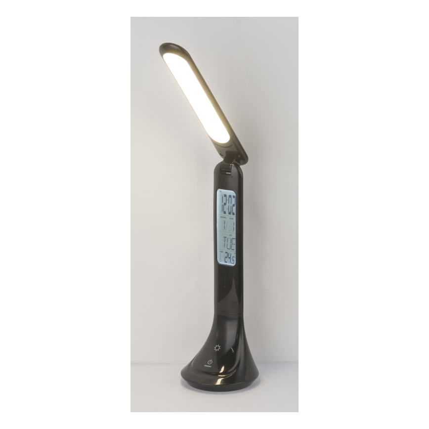Globo - stmievateľná nabíjacia stolná LED lampa s displejom, 4 W, 230 V, 2200 mAh, čierna