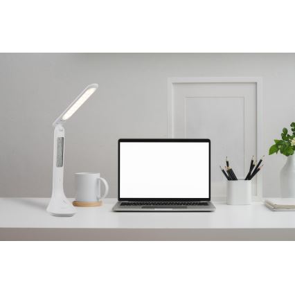 Globo - LED Stmievateľná nabíjacia stolná lampa s displejom LED/4W/230V 2200 mAh biela