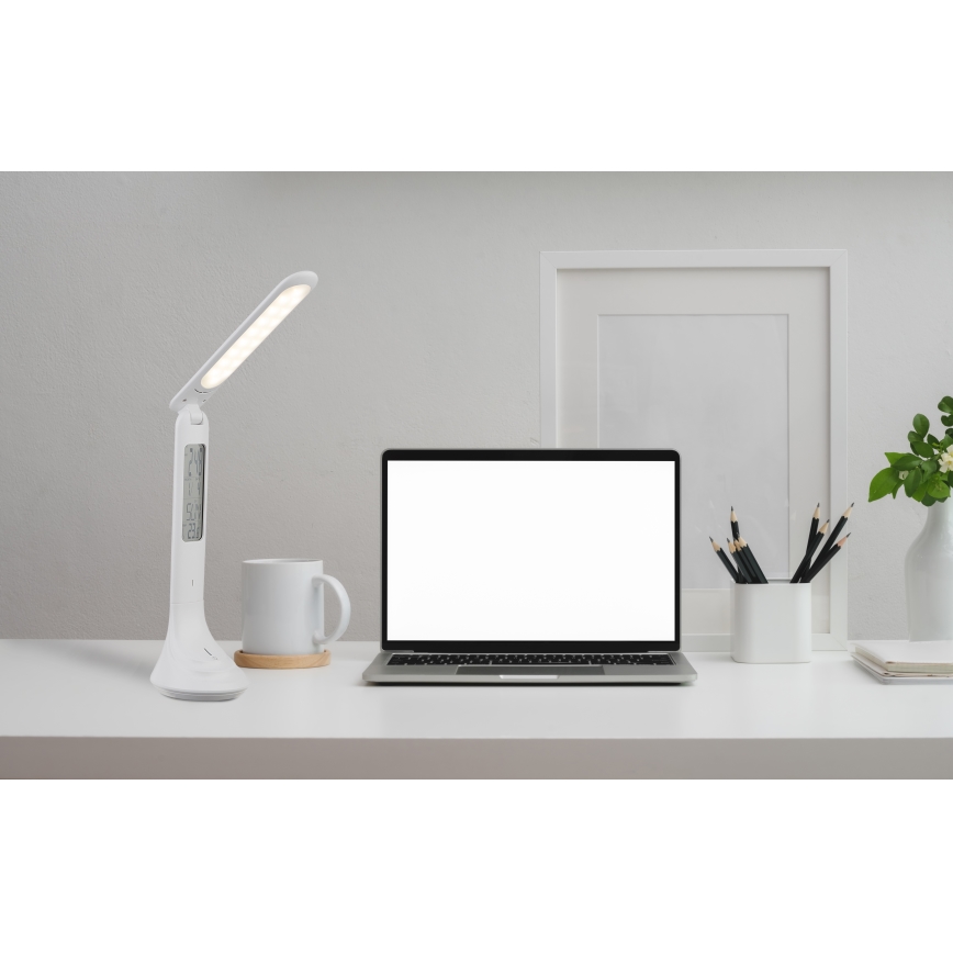 Globo - LED Stmievateľná nabíjacia stolná lampa s displejom LED/4W/230V 2200 mAh biela