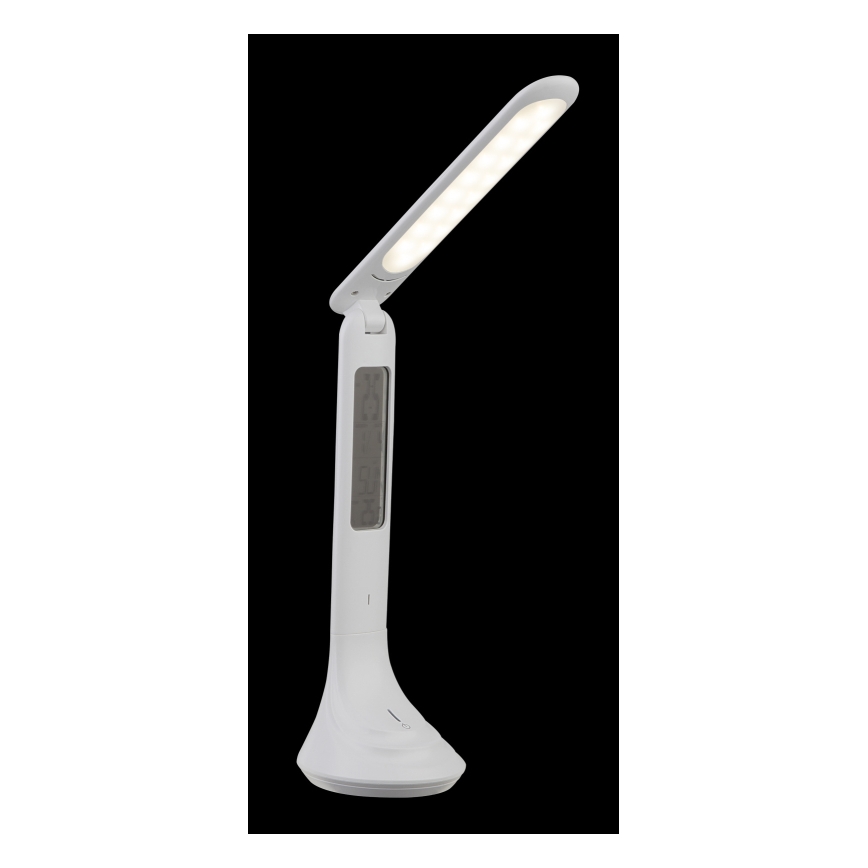 Globo - stmievateľná nabíjateľná stolová LED lampa s displejom, LED/4W/230V, 2200 mAh, biela