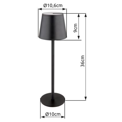 Globo - LED Stmievateľná dotyková vonkajšia lampa LED/3W/3,7V IP44 1800 mAh USB čierna