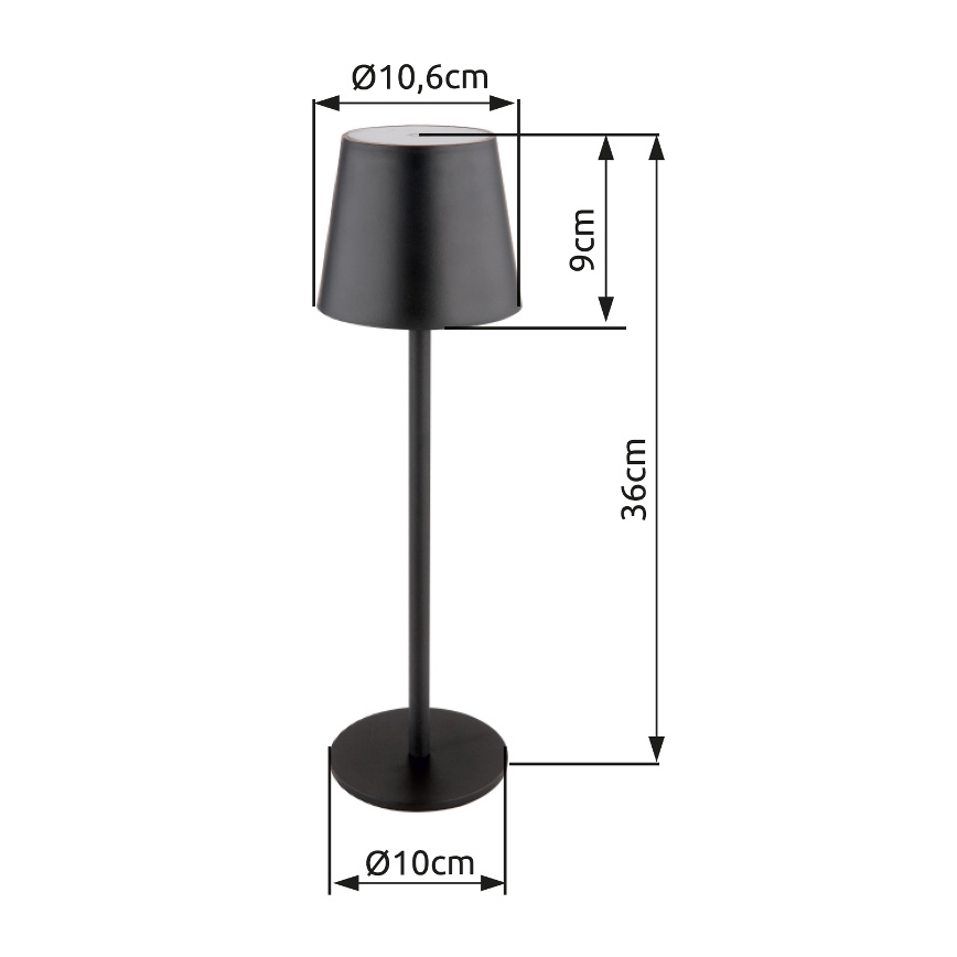 Globo - LED Stmievateľná dotyková vonkajšia lampa LED/3W/3,7V IP44 1800 mAh USB čierna