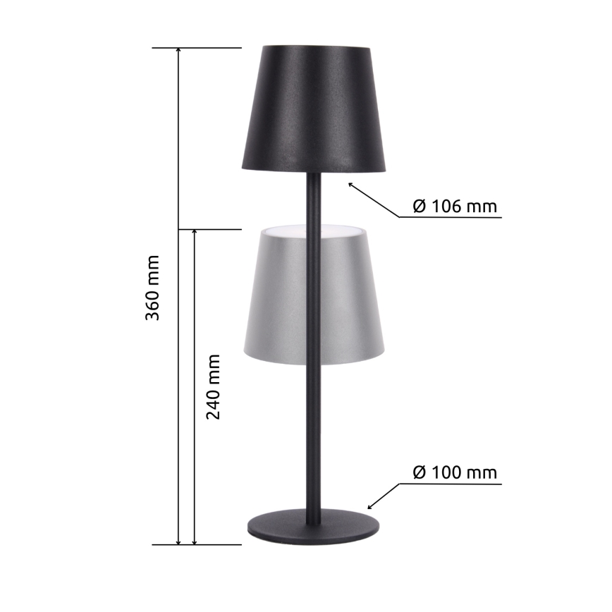 Globo - LED Stmievateľná dotyková vonkajšia lampa LED/3W/3,7V IP44 1800 mAh USB čierna