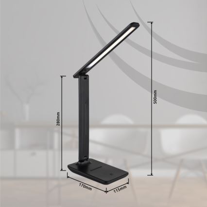 Globo - LED dotyková stmievateľná nabíjacia stolová lampa LED/4W/5V 2700/4000/6500K 1800 mAh čierna