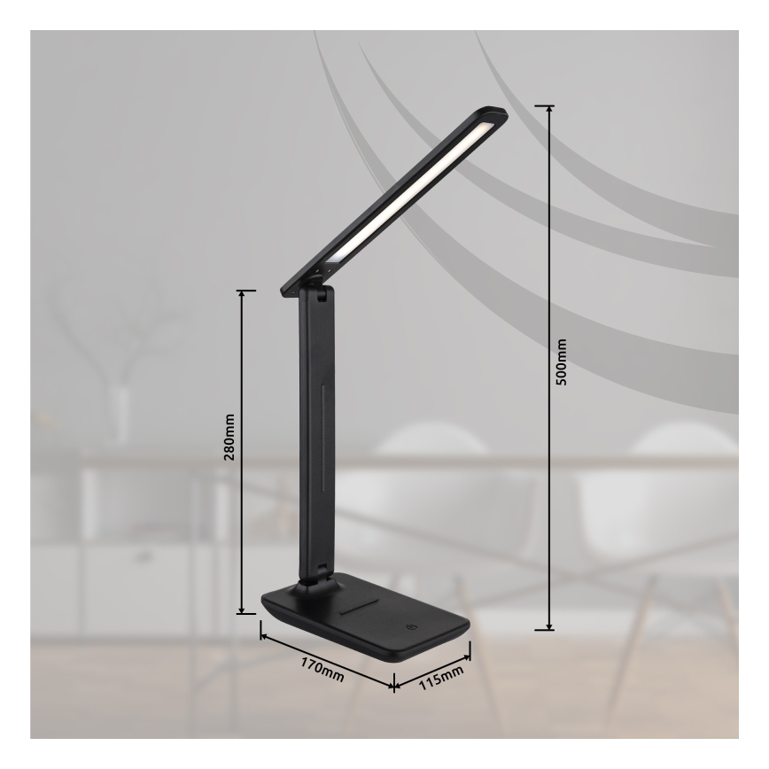Globo - LED dotyková stmievateľná nabíjacia stolová lampa LED/4W/5V 2700/4000/6500K 1800 mAh čierna