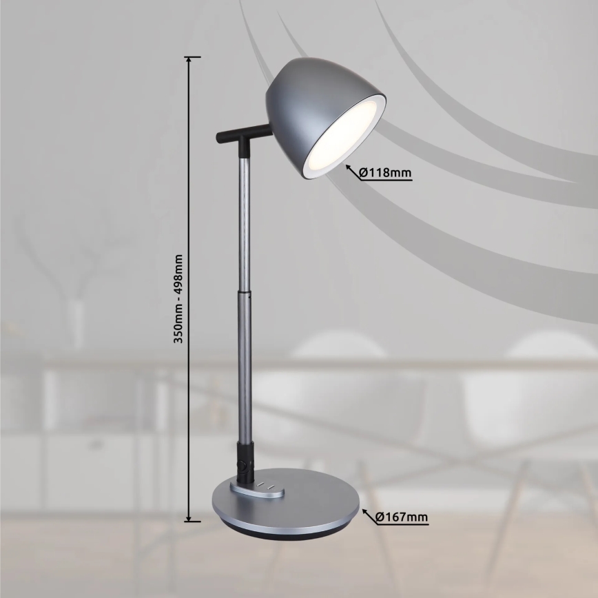 Globo - LED Stmievateľná dotyková stolná lampa LED/7,5W/230V 3000K/4000K/6500K šedá