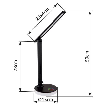 Globo - LED RGBW Stmievateľná dotyková stolná lampa LED/5W/230V + LED/2W 2700K/4000K/6500K čierna
