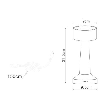 Globo - LED Stmievateľná dotyková stolná lampa LED/1W/3,7V 2700K/4000K/6500K 800 mAh USB zlatá