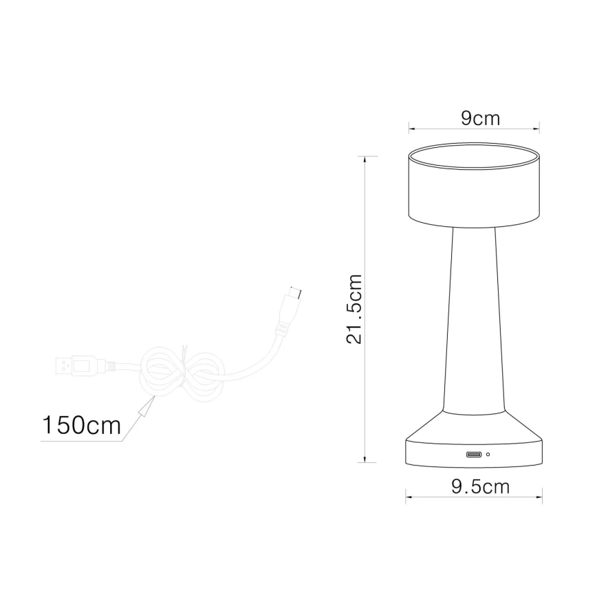 Globo - LED Stmievateľná dotyková stolná lampa LED/1W/3,7V 2700K/4000K/6500K 800 mAh USB zlatá