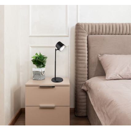 Globo - LED Stmievateľná dotyková stolná lampa 4v1 LED/6W/3,7V 3000K/4000K/6500K 1500 mAh USB čierna