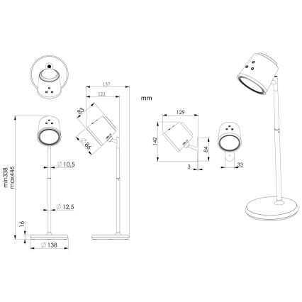 Globo - LED Stmievateľná dotyková stolná lampa 4v1 LED/6W/3,7V 3000K/4000K/6500K 1500 mAh USB biela