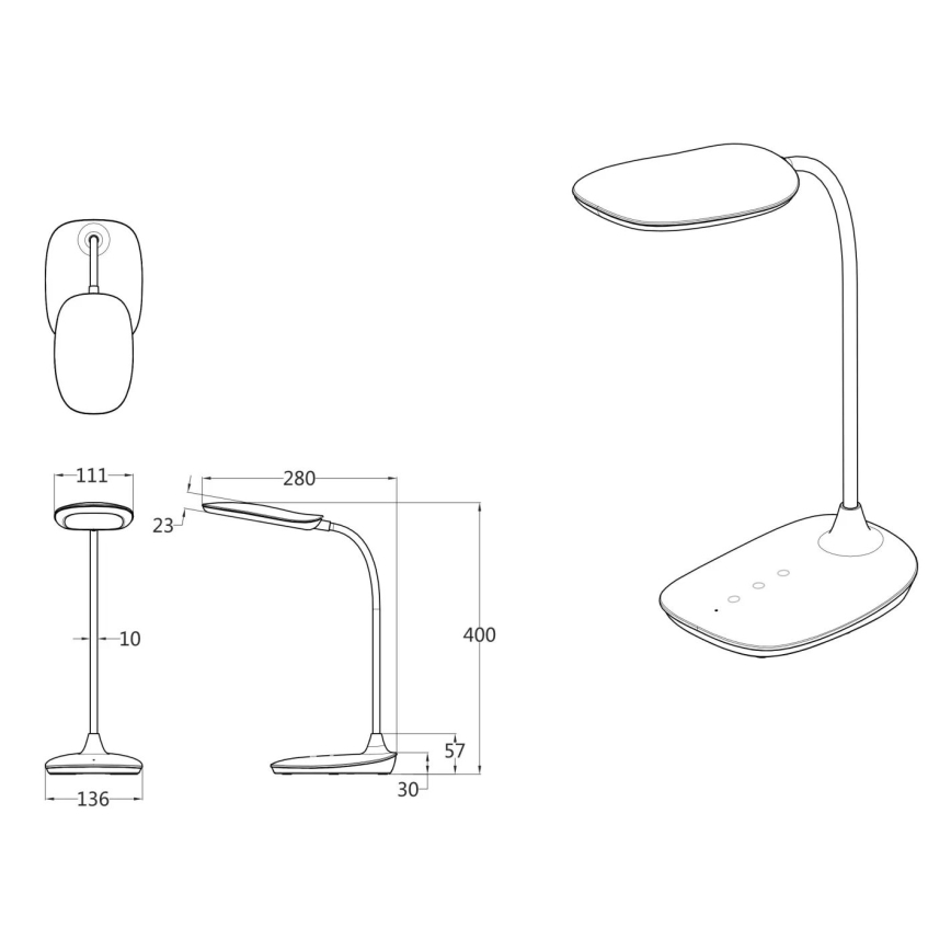 Globo - LED Stmievateľná dotyková stolná lampa LED/9W/230V 3000K/4000K/6500K CRI 90 čierna