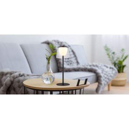 Globo - LED Stmievateľná dotyková vonkajšia stolná lampa LED/1,8W/5V IP44 1800 mAh čierna/číra