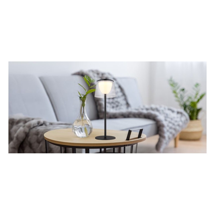 Globo - LED Stmievateľná dotyková vonkajšia stolná lampa LED/1,8W/5V IP44 1800 mAh čierna/číra