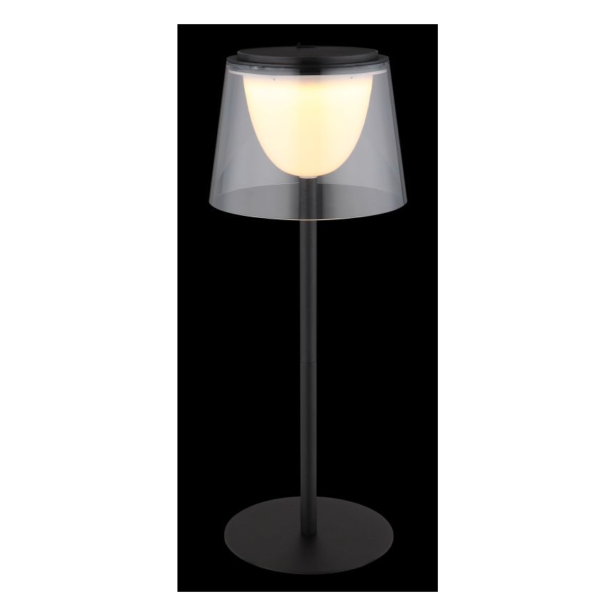 Globo - LED Stmievateľná dotyková vonkajšia stolná lampa LED/1,8W/5V IP44 1800 mAh čierna/číra