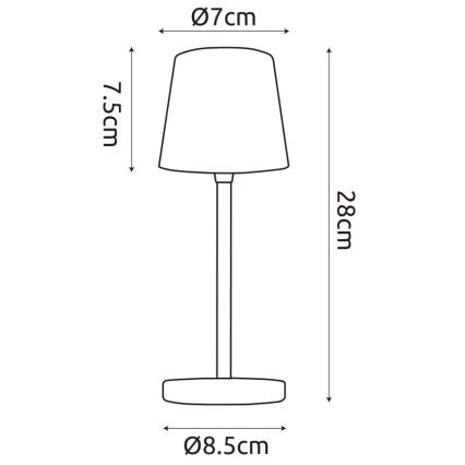 Globo - LED Stmievateľná vonkajšia dotyková stolná lampa LED/2W/5V 3000/4000/6000K 2200 mAh IP44 biela