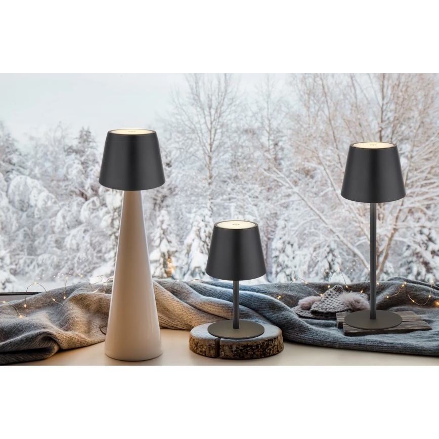 Globo - LED Stmievateľná dotyková nabíjateľná vonkajšia stolová lampa 3v1 LED/3W/5V 3000/4000/5000K IP54 1800 mAh čierna